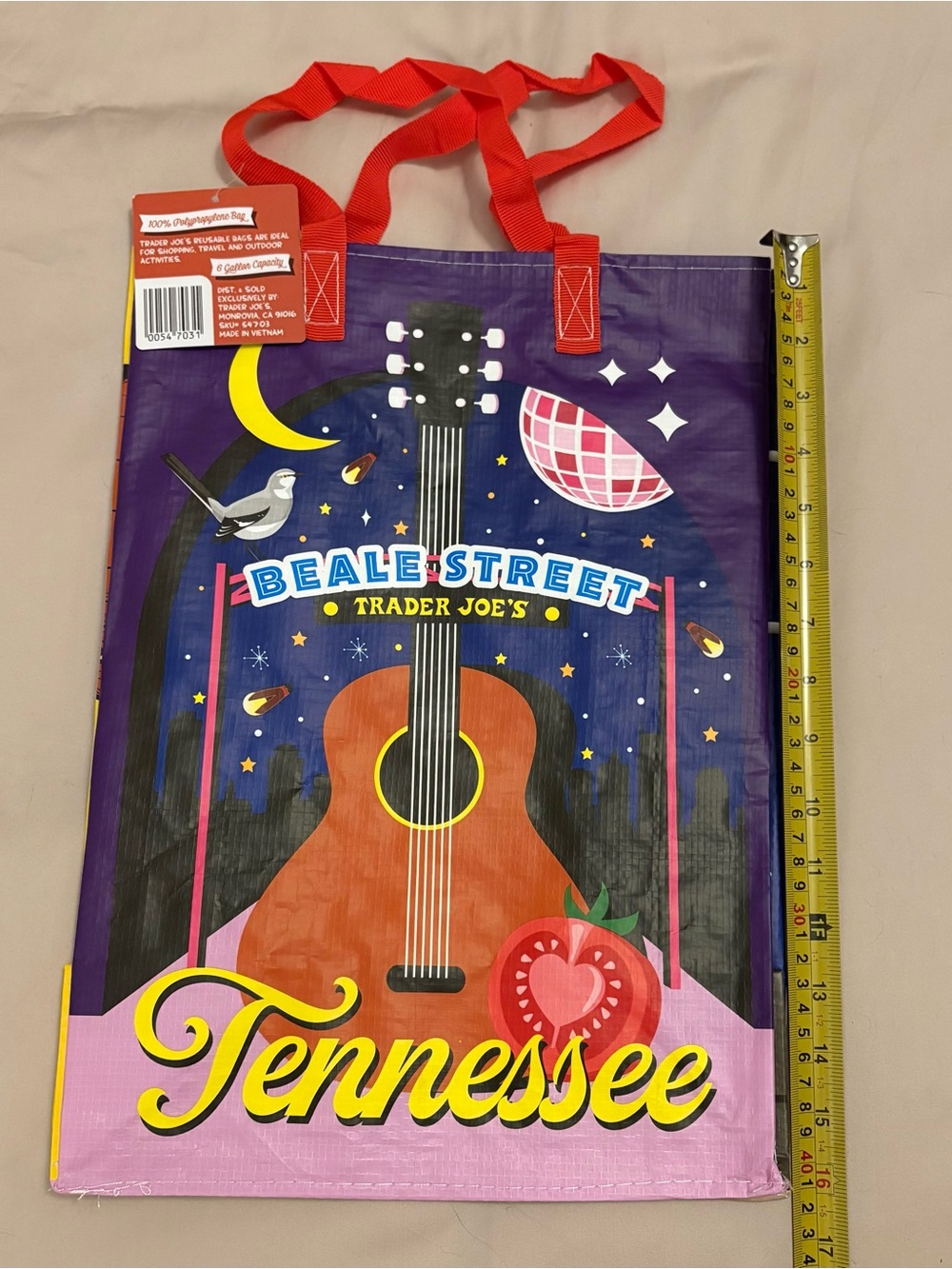 Trader Joe's Tennessee Volunteer State Reusable Tote - Blue with Red Handles